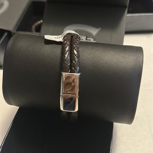 Men's Stainless Steel ou Leather brown & silver Bracelet MD